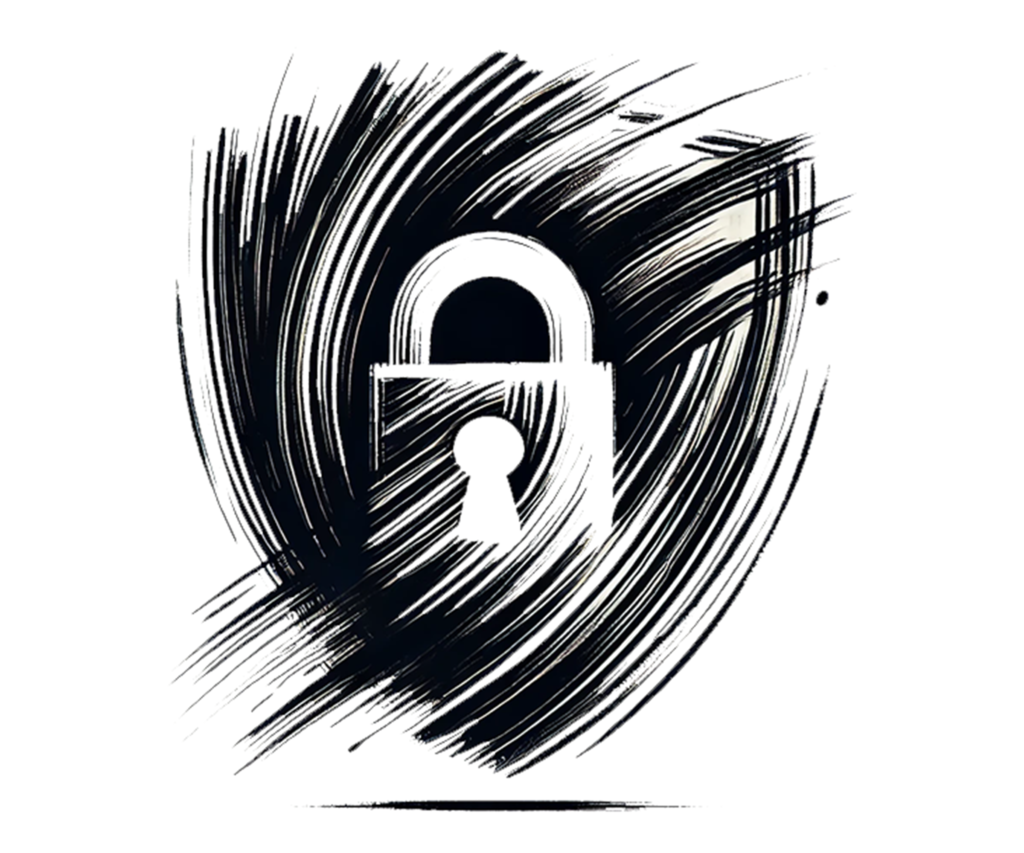 Symbol kłódki na tle dynamicznych linii, oznaczający ochronę prywatności i bezpieczeństwo danych.